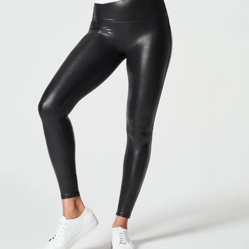 Spanx High-Waist Faux Leather Leggings - Black
